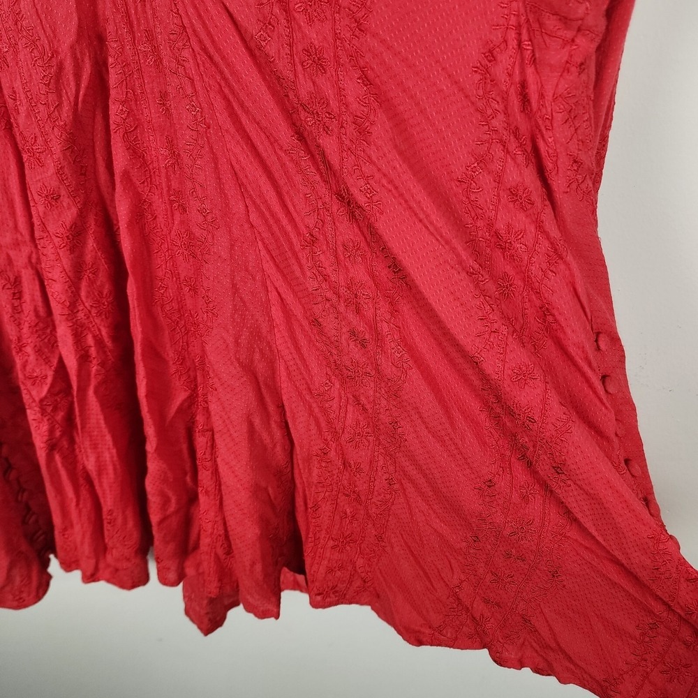 Free People Sea Breeze 100% Viscose Red Side Button Tunic Top Women's Size XS - Picture 6 of 11
